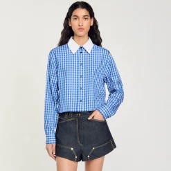 Femme SANDRO Chemise Courte à Carreaux