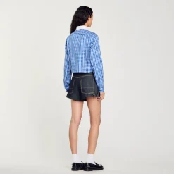Femme SANDRO Chemise Courte à Carreaux