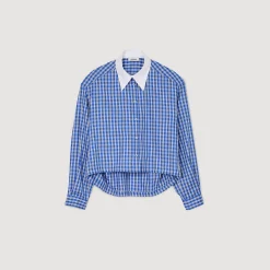 Femme SANDRO Chemise Courte à Carreaux