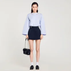 Femme SANDRO Chemise Courte à Col Bijou