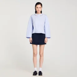 Femme SANDRO Chemise Courte à Col Bijou