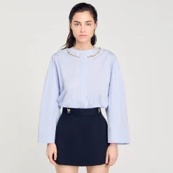 Femme SANDRO Chemise Courte à Col Bijou
