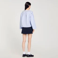 Femme SANDRO Chemise Courte à Col Bijou