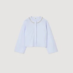 Femme SANDRO Chemise Courte à Col Bijou