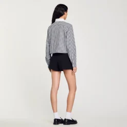 Femme SANDRO Chemise Courte à Plastron Strassé