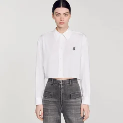 Femme SANDRO Chemise Courte En Popeline