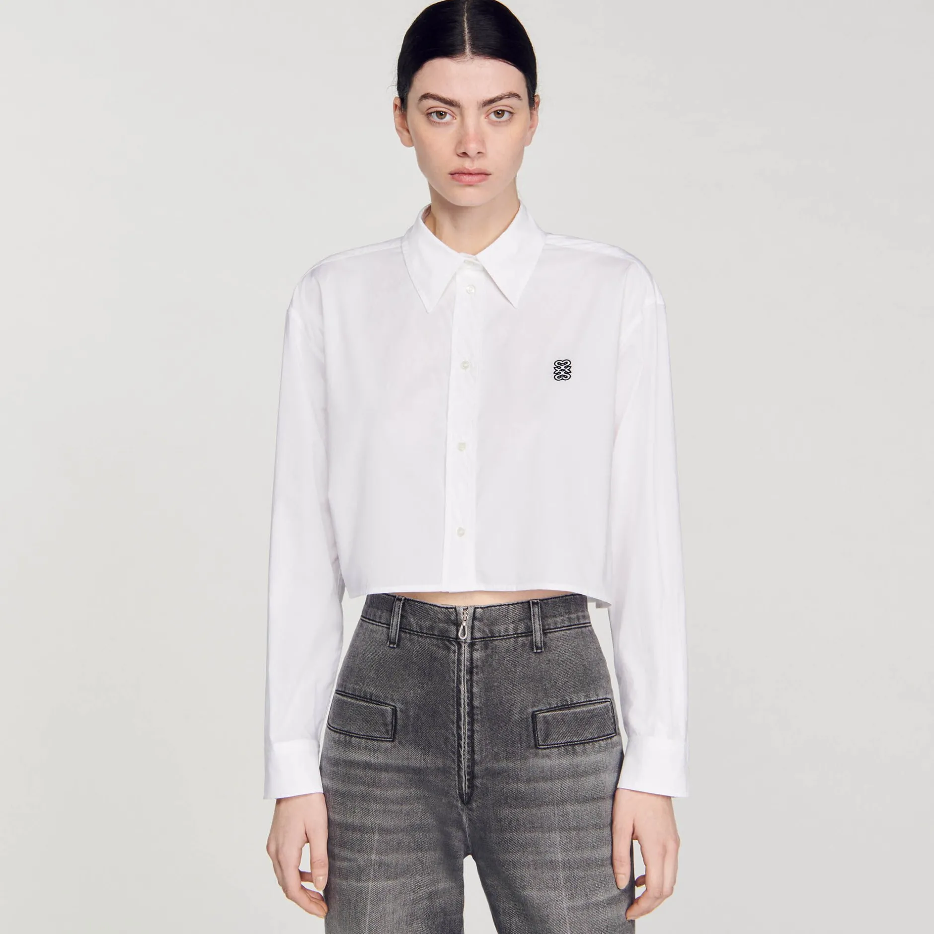 Femme SANDRO Chemise Courte En Popeline