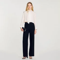 Femme SANDRO Chemise Courte En Soie