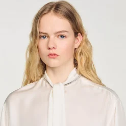 Femme SANDRO Chemise Courte En Soie