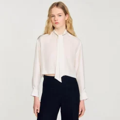Femme SANDRO Chemise Courte En Soie
