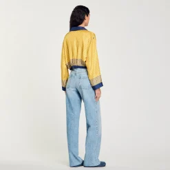 Femme SANDRO Chemise Courte En Soie Imprimée