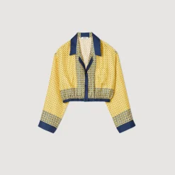 Femme SANDRO Chemise Courte En Soie Imprimée