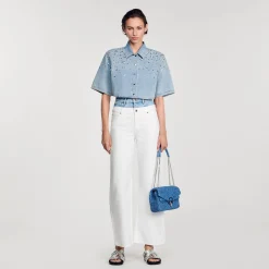 Femme SANDRO Chemise Courte Strassée