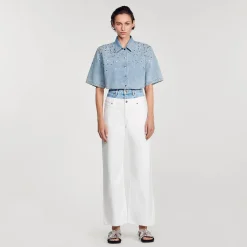Femme SANDRO Chemise Courte Strassée