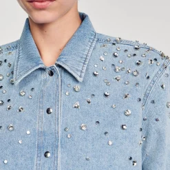 Femme SANDRO Chemise Courte Strassée