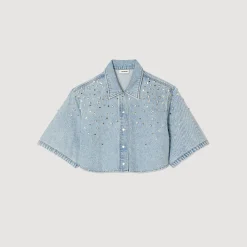 Femme SANDRO Chemise Courte Strassée