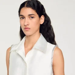 Femme SANDRO Chemise Courte Strassée