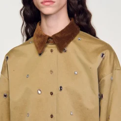 Femme SANDRO Chemise Courte Strassée