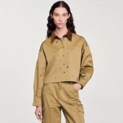 Femme SANDRO Chemise Courte Strassée