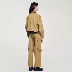 Femme SANDRO Chemise Courte Strassée
