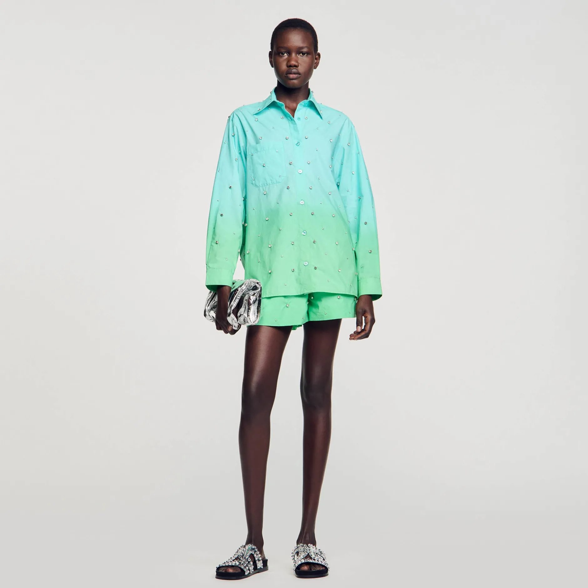 Femme SANDRO Chemise Dip Dye Strassée