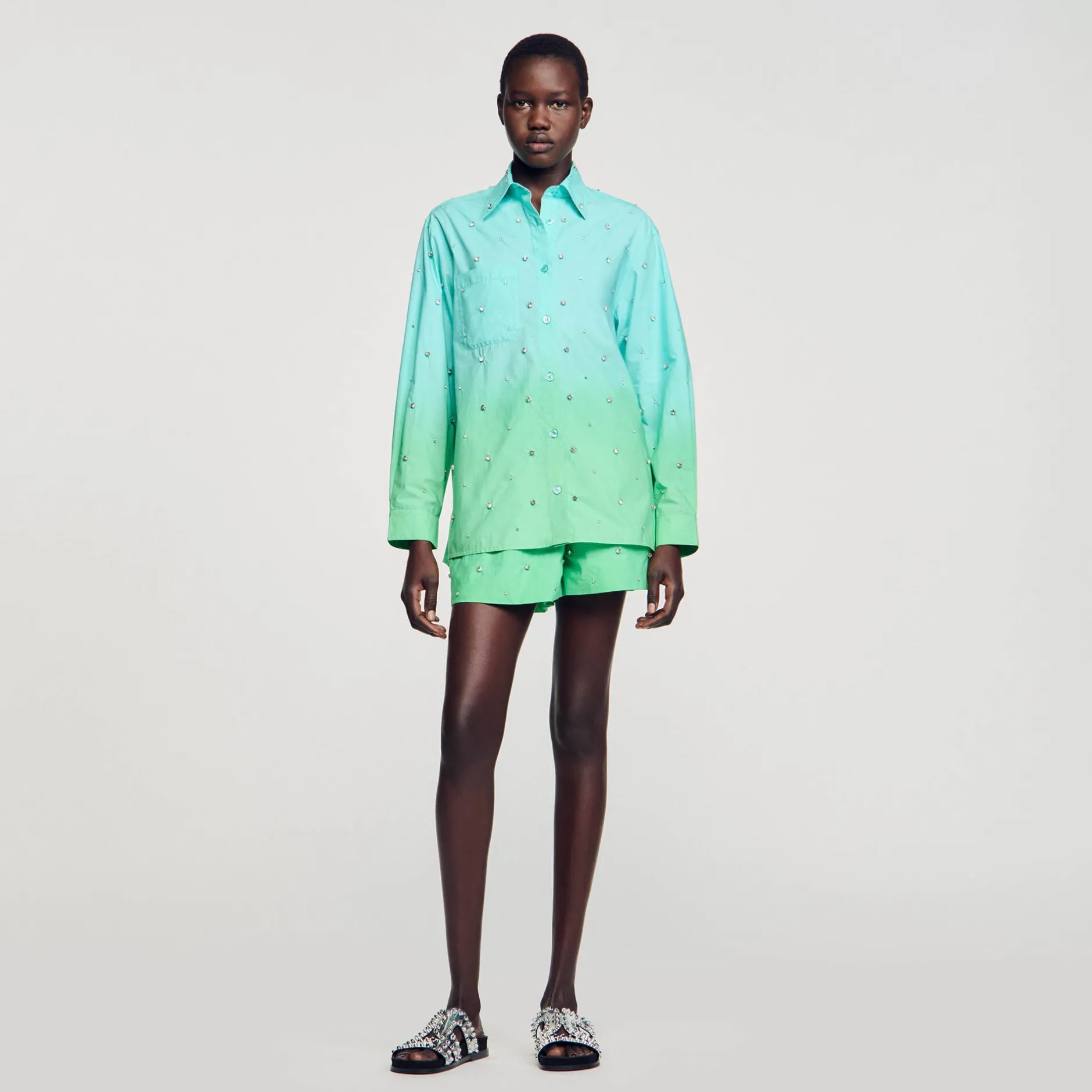 Femme SANDRO Chemise Dip Dye Strassée