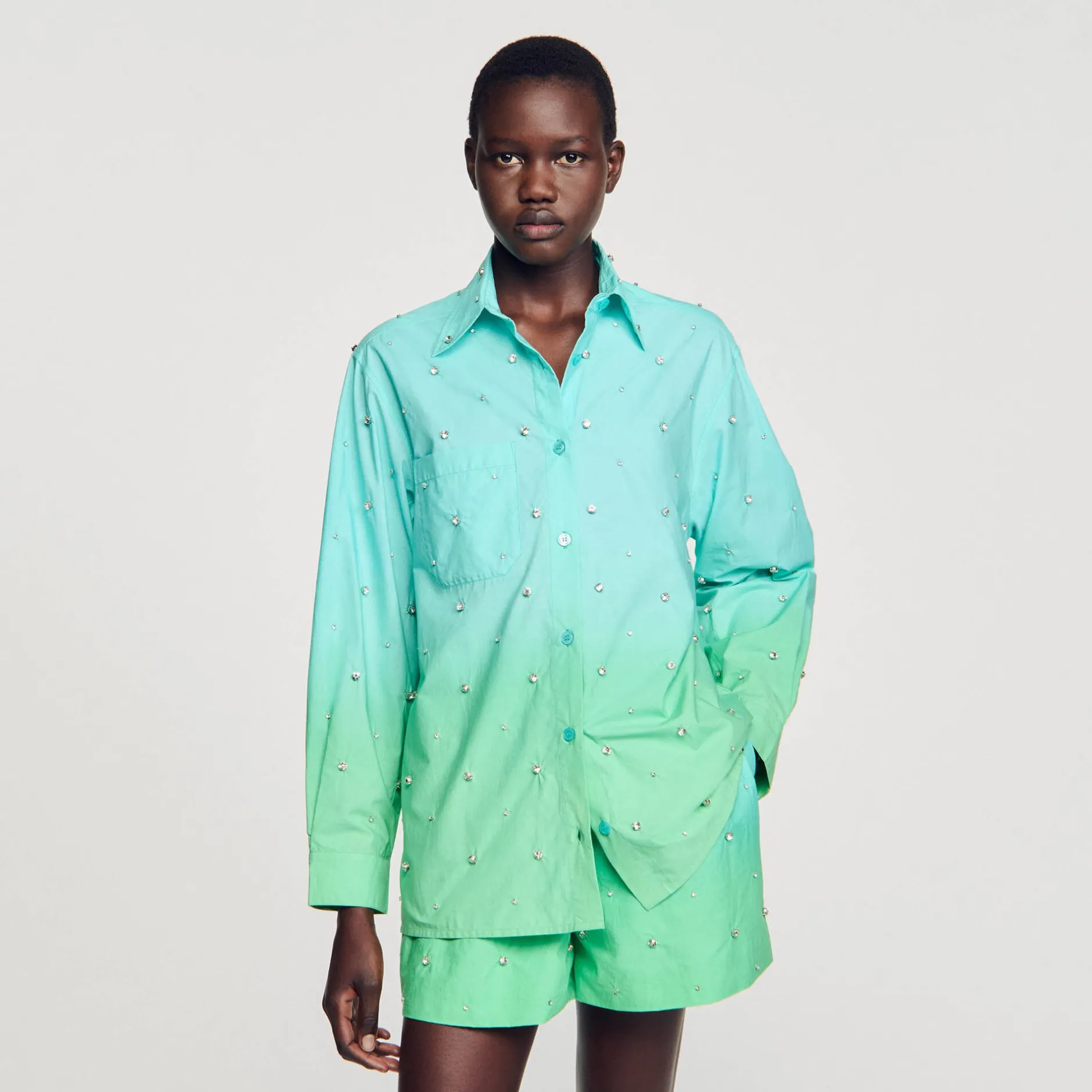 Femme SANDRO Chemise Dip Dye Strassée