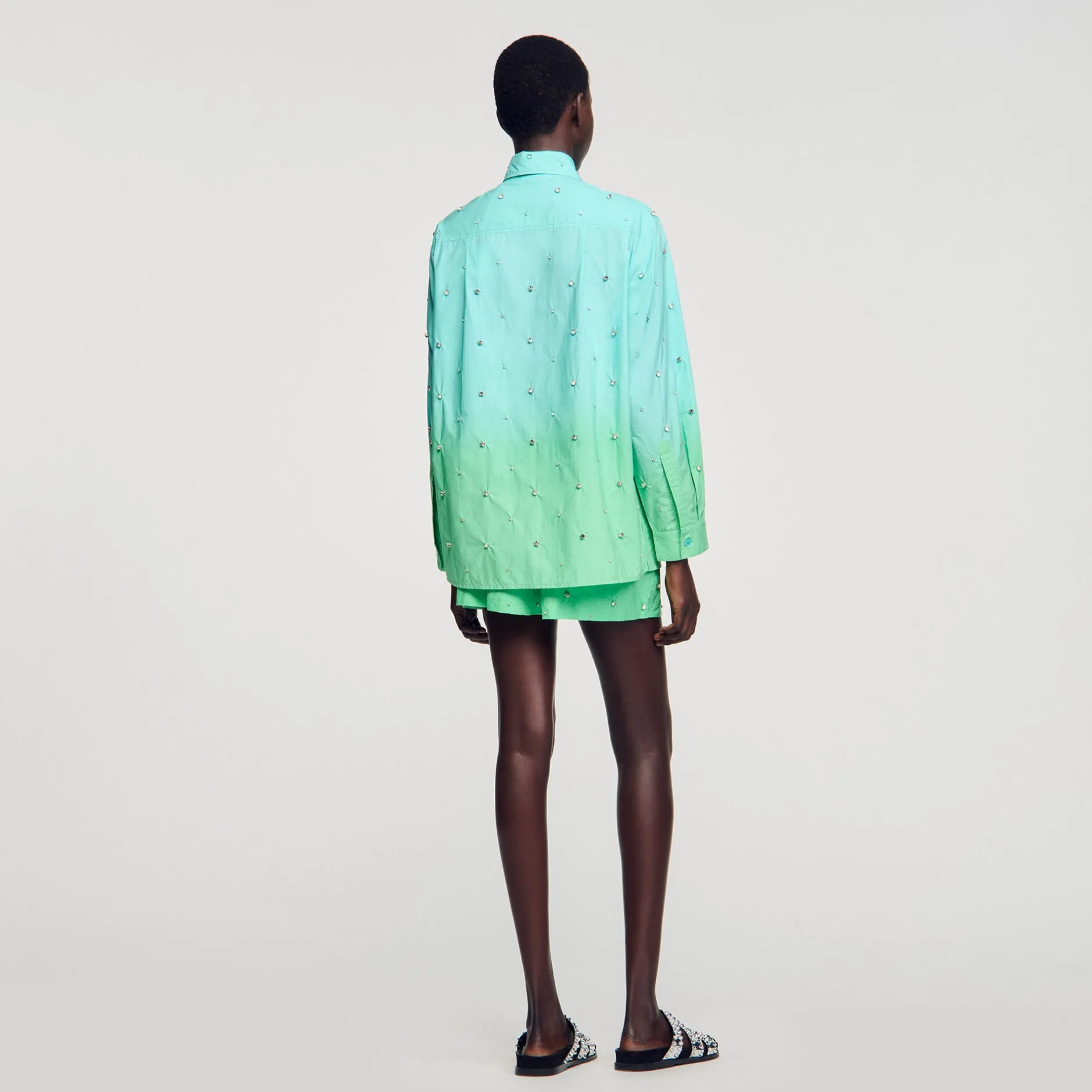 Femme SANDRO Chemise Dip Dye Strassée