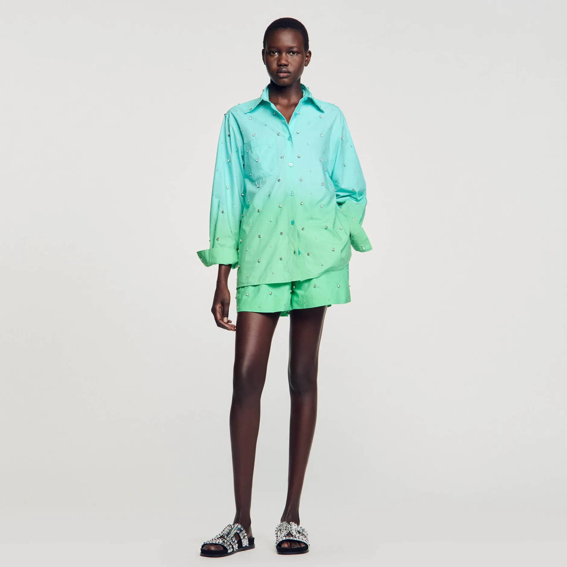 Femme SANDRO Chemise Dip Dye Strassée
