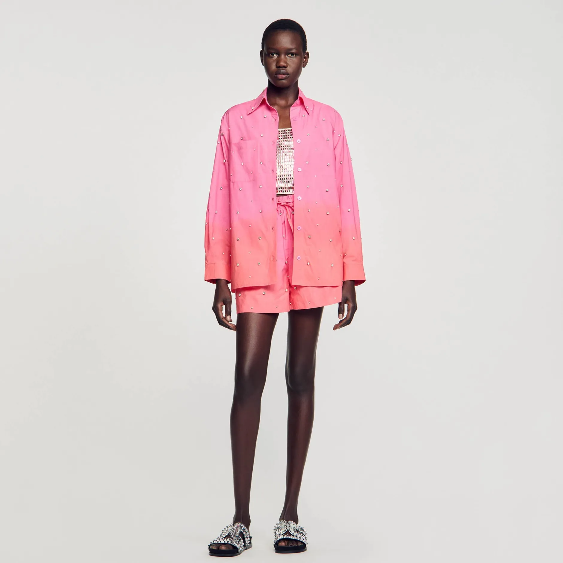 Femme SANDRO Chemise Dip Dye Strassée