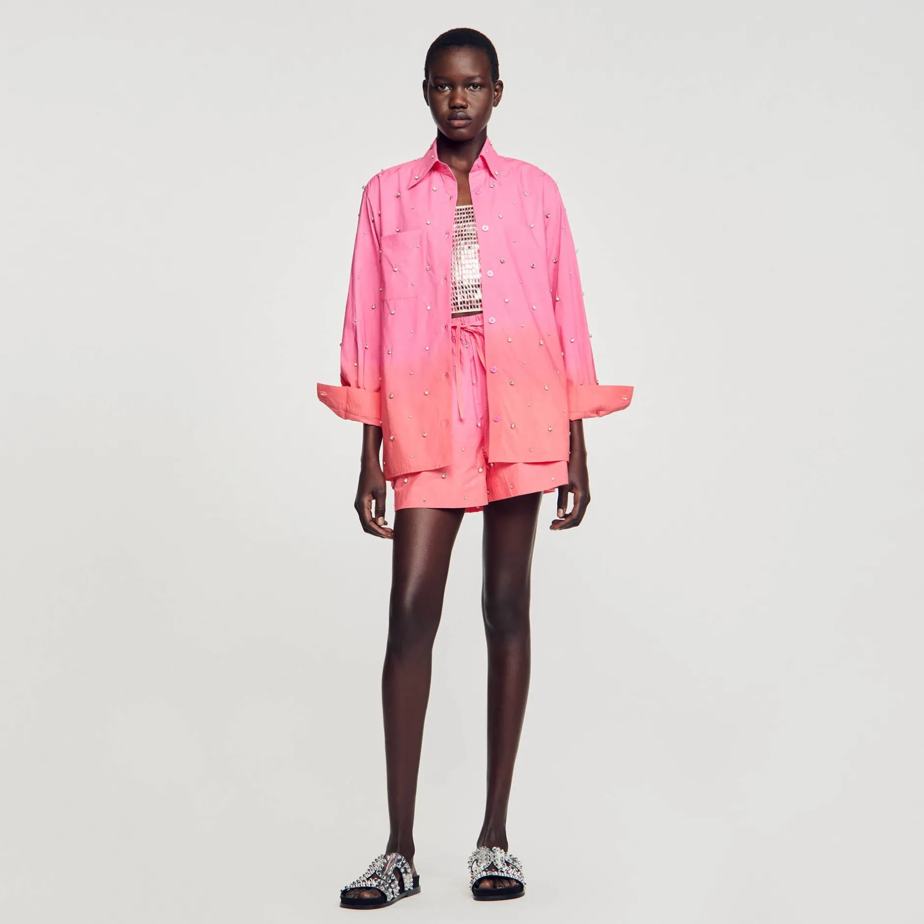 Femme SANDRO Chemise Dip Dye Strassée