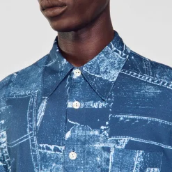Homme SANDRO Chemise En Coton à Imprimé Patchwork