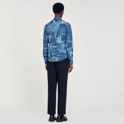 Homme SANDRO Chemise En Coton à Imprimé Patchwork