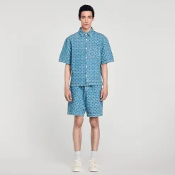 Homme SANDRO Chemise En Denim Square Cross