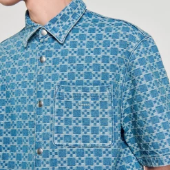 Homme SANDRO Chemise En Denim Square Cross