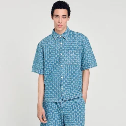 Homme SANDRO Chemise En Denim Square Cross