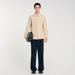 Homme SANDRO Chemise En Jersey à Manches Longues