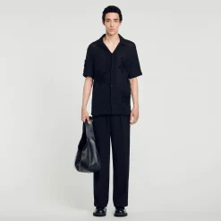 Homme SANDRO Chemise En Maille à Fleurs