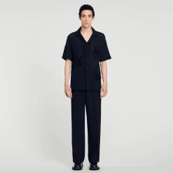 Homme SANDRO Chemise En Maille à Fleurs