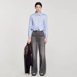 Femme SANDRO Chemise En Popeline Rayée