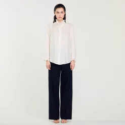 Femme SANDRO Chemise En Soie à Col Froncé