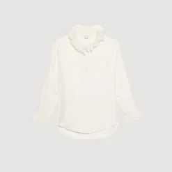 Femme SANDRO Chemise En Soie à Col Froncé