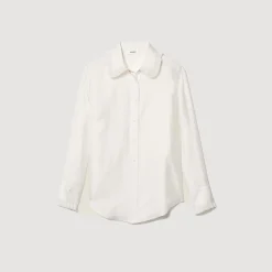 Femme SANDRO Chemise En Soie Avec Col Bordé De Plissé