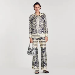 Femme SANDRO Chemise En Soie Imprimée