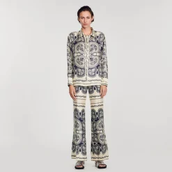 Femme SANDRO Chemise En Soie Imprimée