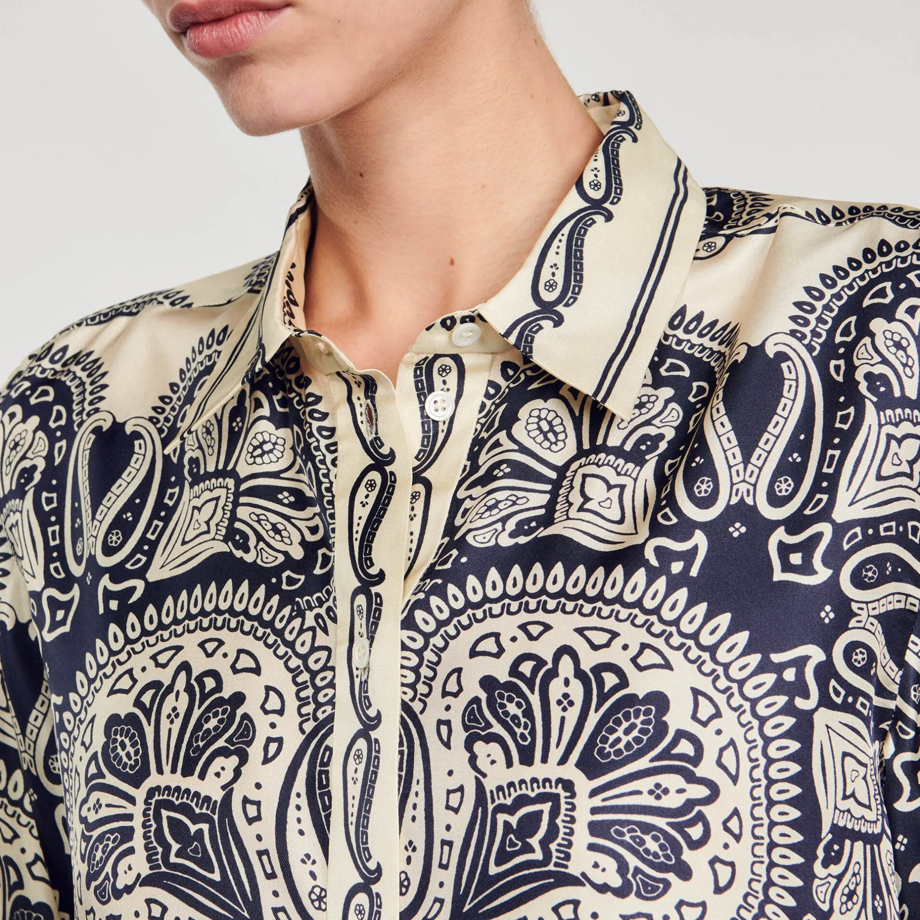 Femme SANDRO Chemise En Soie Imprimée