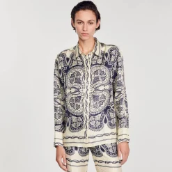 Femme SANDRO Chemise En Soie Imprimée