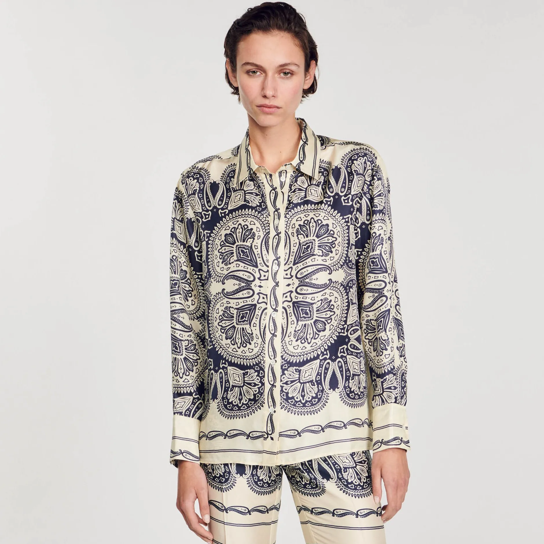 Femme SANDRO Chemise En Soie Imprimée