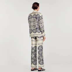 Femme SANDRO Chemise En Soie Imprimée
