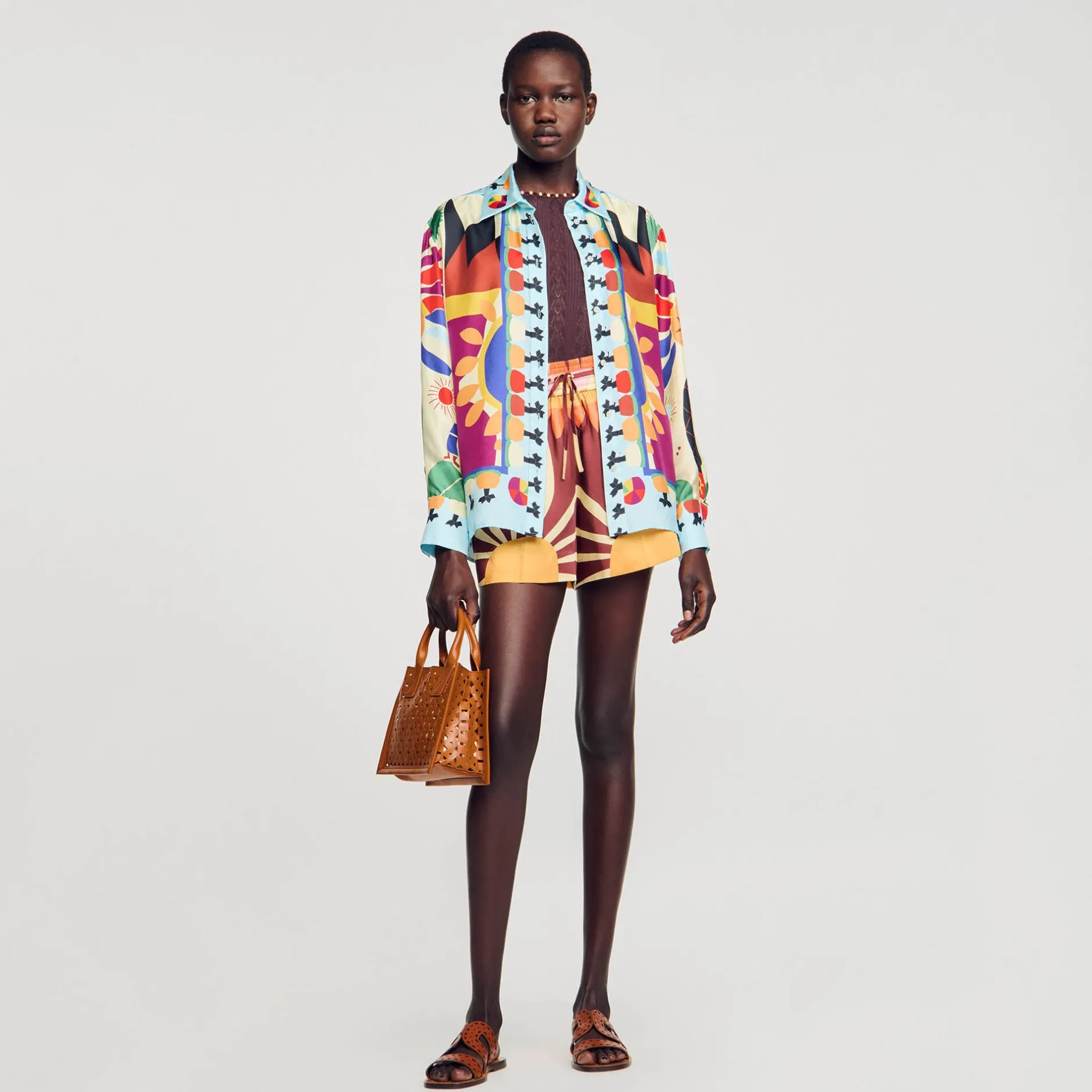 Femme SANDRO Chemise En Soie Imprimée